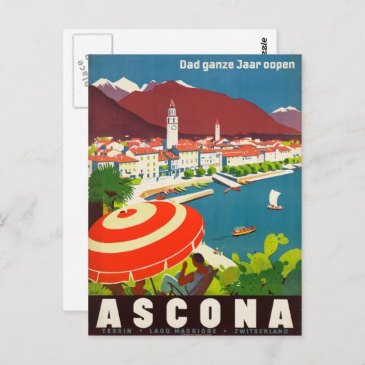 Ascona Zwitserland -  Zwitsers reisposter Briefkaart (Voorkant / Achterkant)