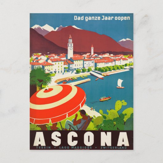 Ascona Zwitserland -  Zwitsers reisposter Briefkaart (Voorkant)