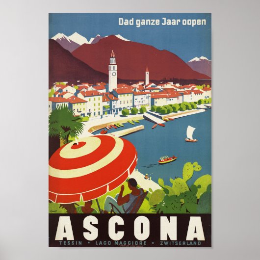 Ascona Zwitserland -  Zwitsers reisposter Poster (Voorkant)