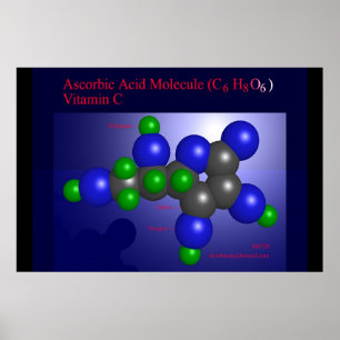 Ascorbinezuurmolecule (afdruk) poster