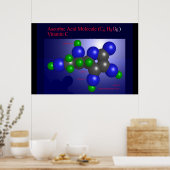 Ascorbinezuurmolecuul (afdruk) poster (Keuken)