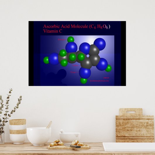 Ascorbinezuurmolecuul (afdruk) poster (Keuken)
