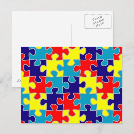 ASD Aspergers Autisme Awareness Puzzle Pattern Briefkaart (Voorkant / Achterkant)