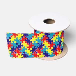 ASD Aspergers Autisme Bewustzijns Puzzel Patroon Satijnen Lint