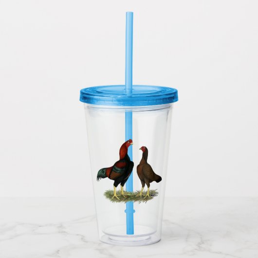 Aseel Black Red Kippen Acryl Drinkbeker (Voorkant)