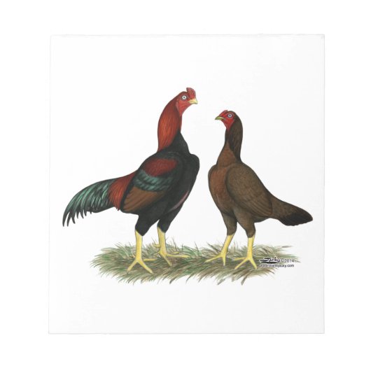 Aseel Black Red Kippen Notitieblok (Voorkant)