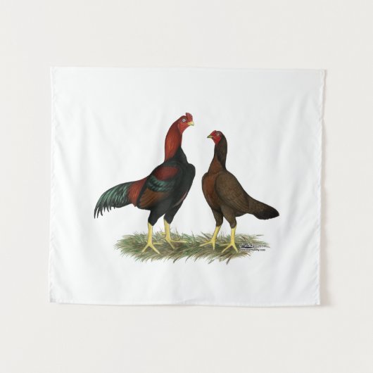 Aseel Black Red Kippen Wandkleed (Voorkant (horizontaal))