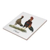 Aseel Wheaten Kippen Tegeltje (Zijkant)