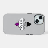 Aseksualiteit trots fleur-de-lis iPhone 15 case (Achterkant horizontaal)