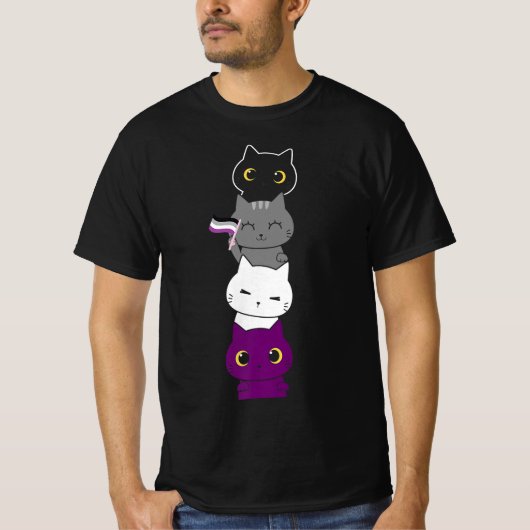 Aseksualiteit Vlag Dierenkat Ace Pride Demisexy T-shirt (Voorkant)