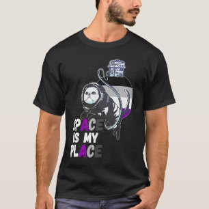 Aseksuele Astronaut Kat Retro Ruimte Is Mijn Plaat T-shirt