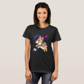 Aseksuele Corgi in Space Ace Pride T-shirt (Voorkant volledig)