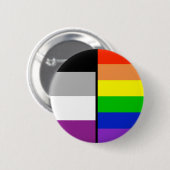 Aseksuele en regenboogvlaggen ronde button 5,7 cm (Voorkant /achterkant)