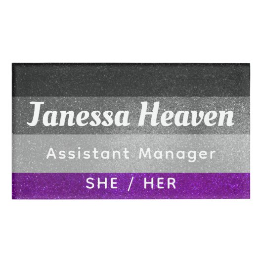 Aseksuele Gay Pride Glitter Sparkly Naam Beroep Naambadge (Voorkant)