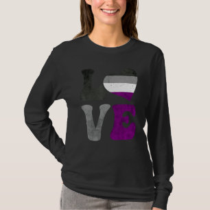 Aseksuele Pride Ace Vlag LIEFDE Hart LGBTQ T-shirt