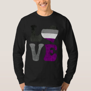 Aseksuele Pride Ace Vlag LIEFDE Hart LGBTQ T-shirt