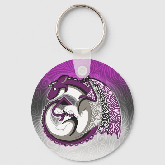 Aseksuele Pride Dragon Button Sleutelhanger (Voorkant)