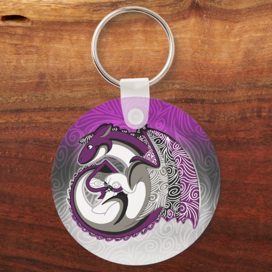 Aseksuele Pride Dragon Button Sleutelhanger (Voorkant)