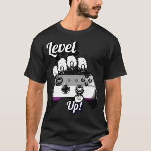 Aseksuele Pride Level Up Tijgerpoot Controller Shi T-shirt