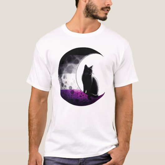 Aseksuele Pride LGBT Space Cat Moon LGBT T-shirt (Voorkant)