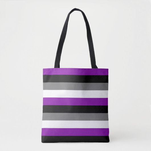 Aseksuele Pride, LGBTQ Pride, Striped Print Tote Bag (Voorkant)