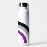 Aseksuele pride vlag Regenboog gepersonaliseerd Waterfles<br><div class="desc">Prachtige aseksuele pride cadeau voor een demiromantische vriend met de coole asexualiteitvlagkleuren in een zwarte,  grijze,  witte en paarse regenboog.  aseksuele mok.</div>