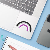 Aseksuele pride vlag regenboog sticker (Laptop met iPhone)
