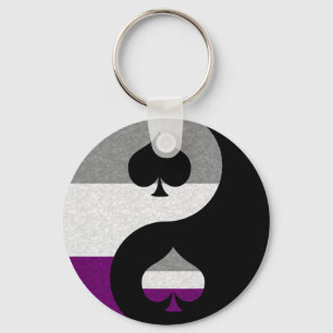 Aseksuele Pride Yin en Yang Symbol in Pride Flag Sleutelhanger