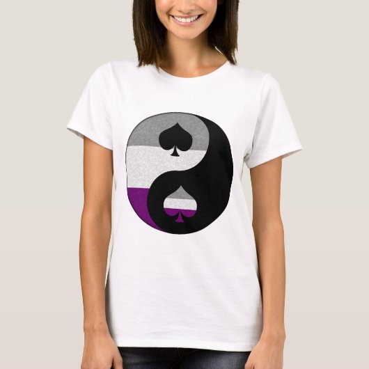 Aseksuele Pride Yin en Yang Symbol in Pride Flag T-shirt (Voorkant)