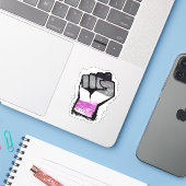 Aseksuele Protest Vuist Sticker (Laptop met iPhone)