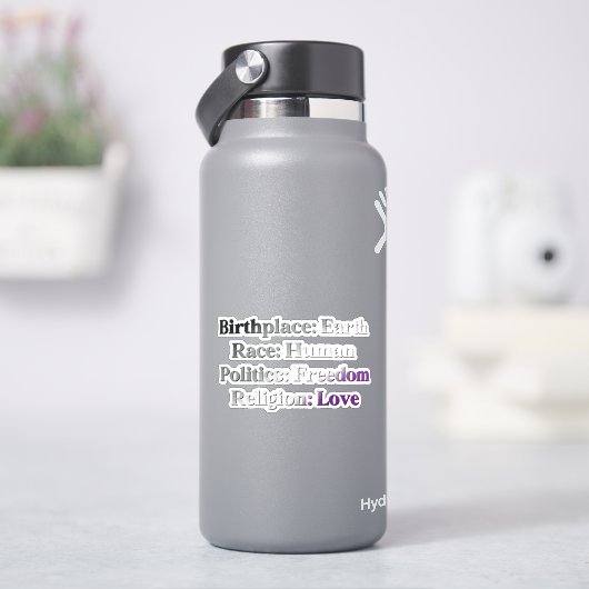Aseksuele trots - Geboorteplaats: Aarde. Ras: Mens Sticker (HydroFlask)