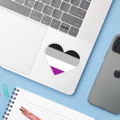 Aseksuele trots hart sticker (Laptop met iPhone)