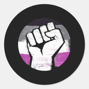 Aseksuele trots vuist cirkel print ronde sticker