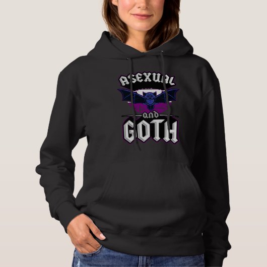 Asexual And Goth Gothic Emo Bat Pride LGBTQ Hallow Hoodie (Voorkant)