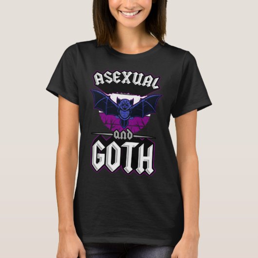 Asexual And Goth Gothic Emo Bat Pride LGBTQ Hallow T-shirt (Voorkant)