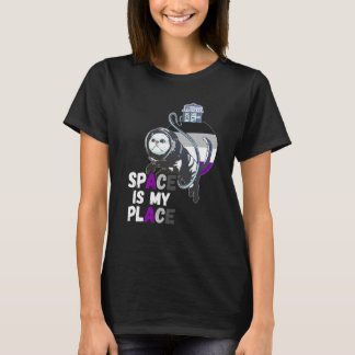 Asexual Astronaut Cat Retro Space Is My Place Ace  T-shirt