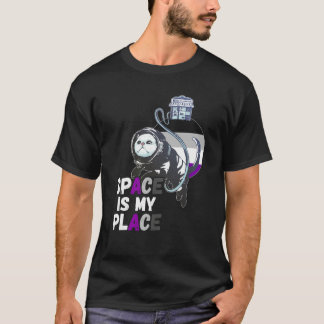 Asexual Astronaut Cat Retro Space Is My Place Ace  T-shirt