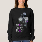 Asexual Astronaut Cat Retro Space Is My Place Ace  Trui (Voorkant)