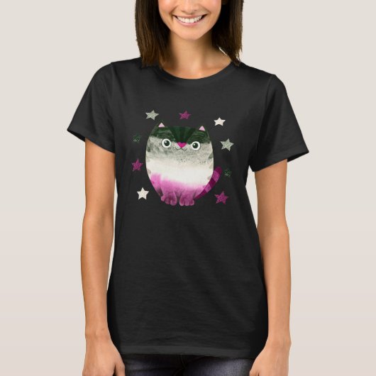 Asexual Cat Ace Pride LGBTQ+ Equality and Love T-shirt (Voorkant)