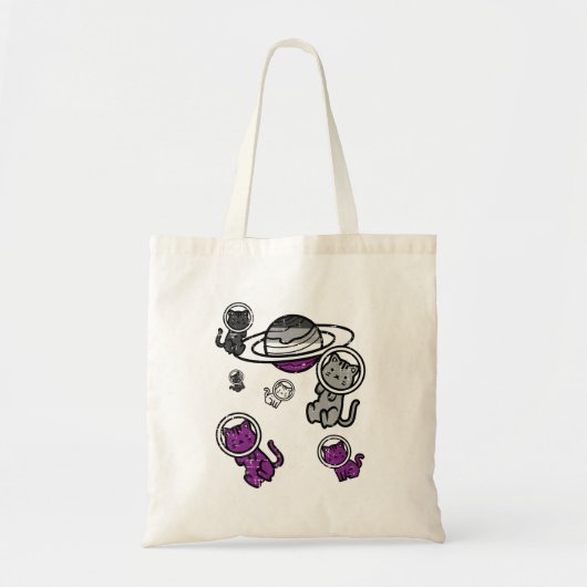 Asexual Cats Planet Ace Pride Vlag LGBT Ruimte Vro Tote Bag (Voorkant)