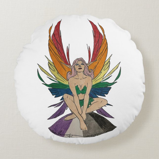 Asexual Faerie Rond Kussen (Voorkant)