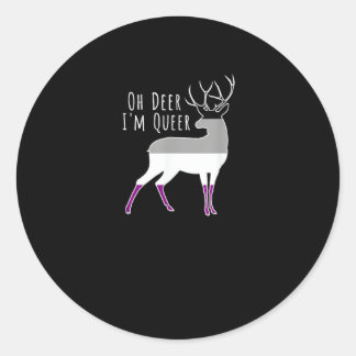 Asexual Flag Oh Deer Queer Pride Funny LGBT Design Ronde Sticker