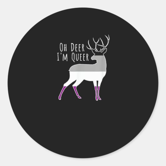 Asexual Flag Oh Deer Queer Pride Funny LGBT Design Ronde Sticker (Voorkant)