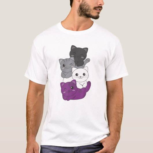 Asexual Flag Pride LGBTQ Cats Asexual cat T-Shirt (Voorkant)