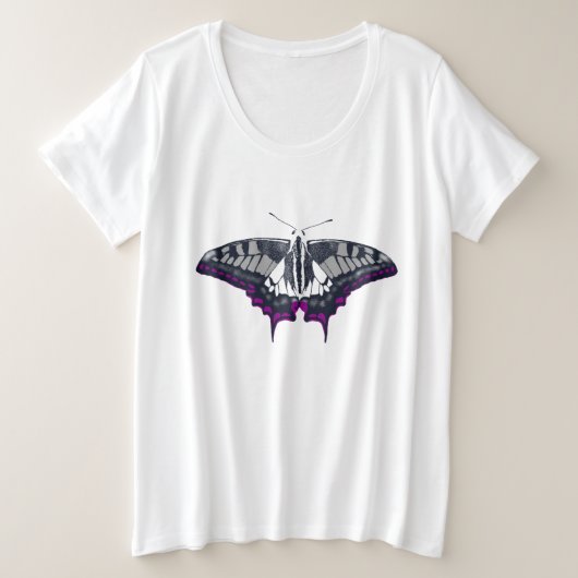 Asexual Flag Swallowtail Butterfly Grote Maat T-shirt (Design voorkant)