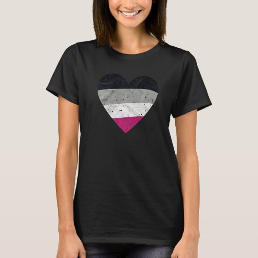 Asexual Heart with Ace Flag  Asexuality Pride Mont T-shirt (Voorkant)