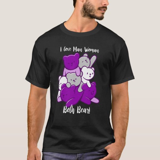 Asexual I Love Man Woman Both Bear Asexuality Ace  T-shirt (Voorkant)