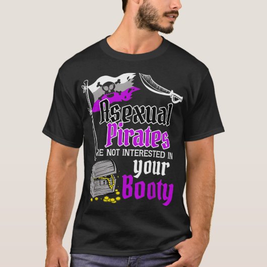 Asexual Pirate Booty Grappige Pride Vlag LGBTQ Gra T-shirt (Voorkant)