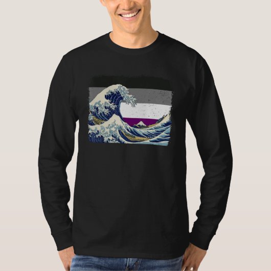Asexual Pride Ace Flag Great Wave off Kanagawa Sub T-shirt (Voorkant)