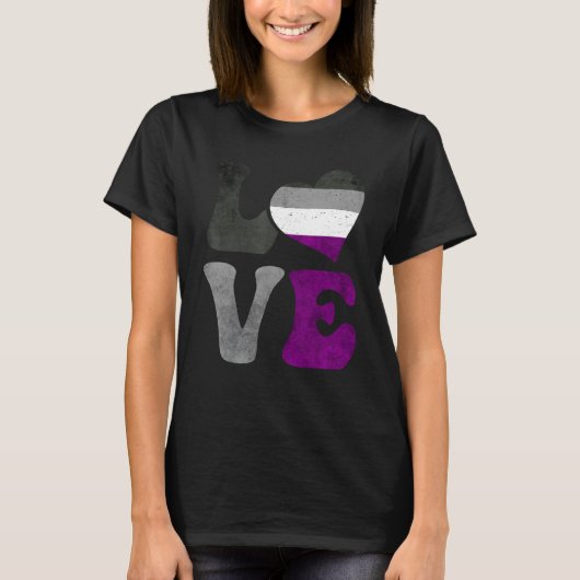 Asexual Pride Ace Flag LOVE Heart LGBTQ T-shirt (Voorkant)